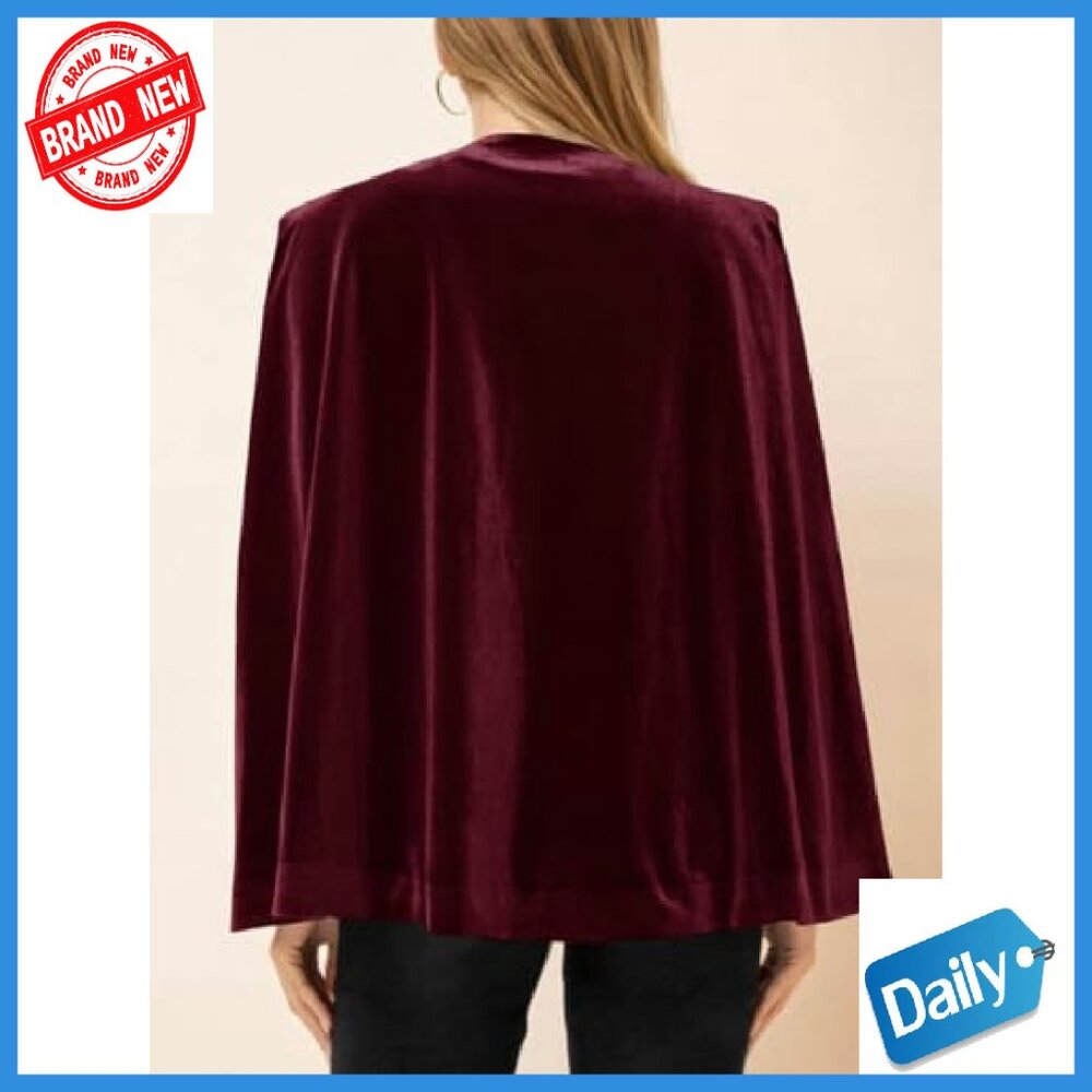 Velvet Cape Blazer Open Front Split Sleeve Jacket Women's Casual Coat - Picture 4 of 8